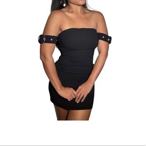 Buckle strap bodycon dress